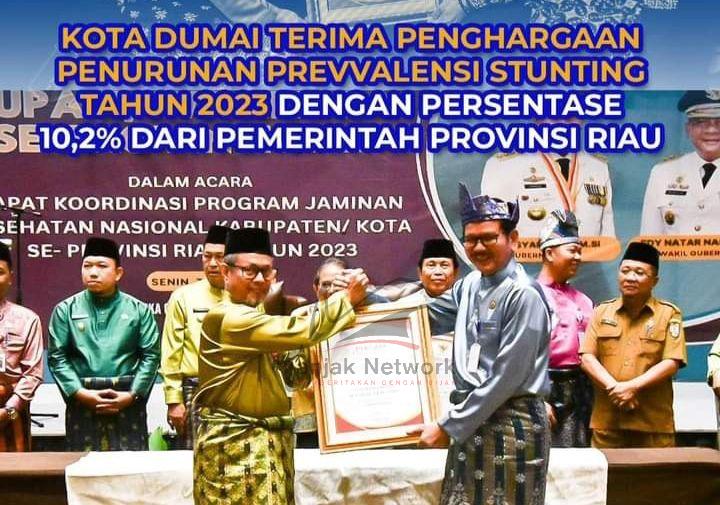 Pemko Dumai Terima Piagam Penghargaan Dari Gubernur Riau Salah Satu Kabupaten/Kota Berhasil Turunkan Prevalensi Stunting