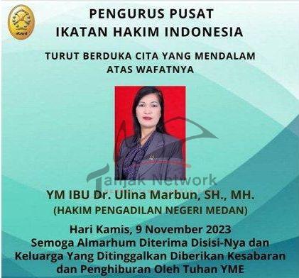 DUH! Baru Dapat Promosi Menjadi Wakil Ketua PN Dumai, Ulina Marbun Hakim PN Medan Meninggal Dunia