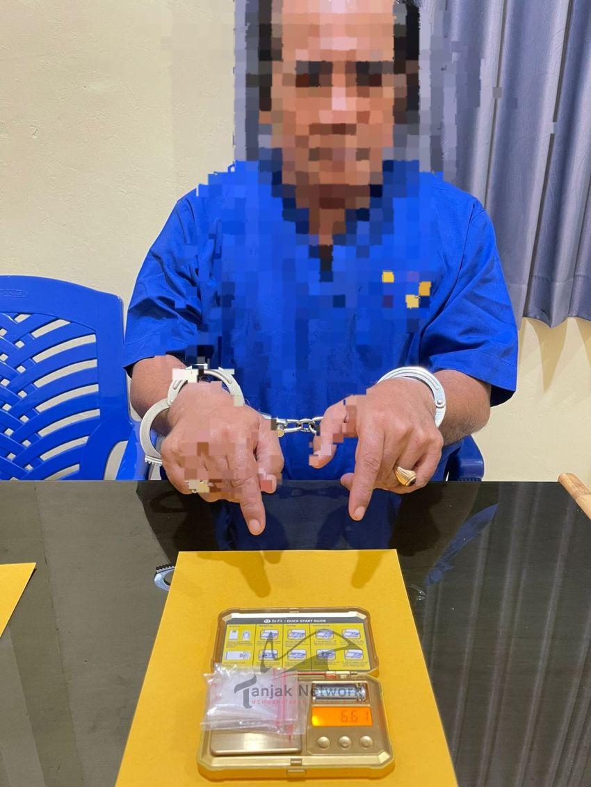 Bapak Paruh Baya Warga Bagan Besar Ditangkap Polres Dumai Kasus Narkotika BB Sabu 4 Paket