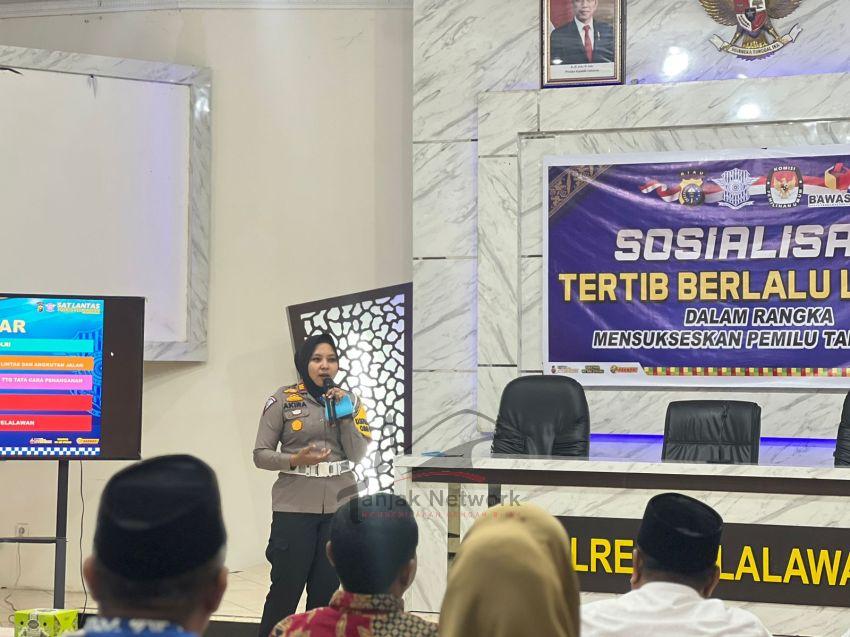 Dalam Rangka Mensukseskan Pemilu 2024, Sat Lantas Polres Pelalawan Gelar Sosialisasi Tertib Berlalu Lintas