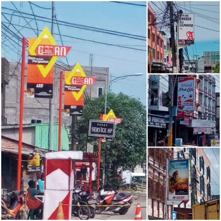 Tiang Reklame Rokok Permanen Di Pinggir Jalan Kota Dumai Diduga Status "Tidak Berizin"